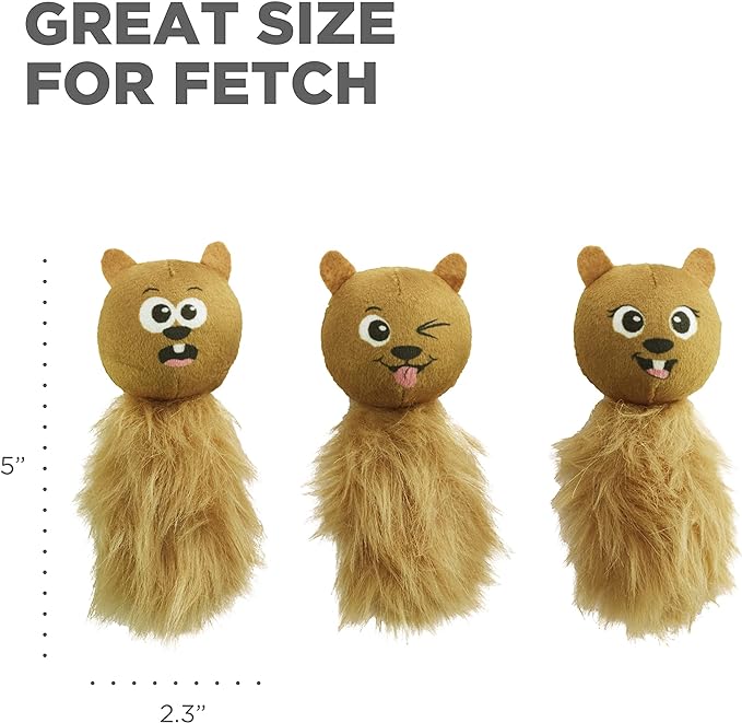 Outward Hound Nina Ottosson Plush Replacement Chipmunk Toys for Snuffle N' Treat Dog Ball Puzzle - 3 Pack