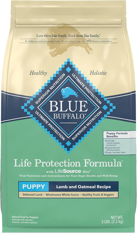 Blue Buffalo Life Protection Formula Natural Puppy Dry Dog Food, Lamb and Oatmeal 5-lb Trial Size Bag