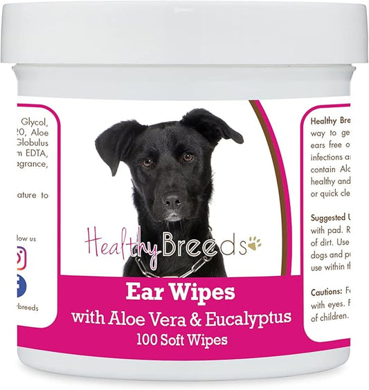 Healthy Breeds Mutt, Black, Ear Cleaning Wipes with Aloe & Eucalyptus for Dogs 100 Count