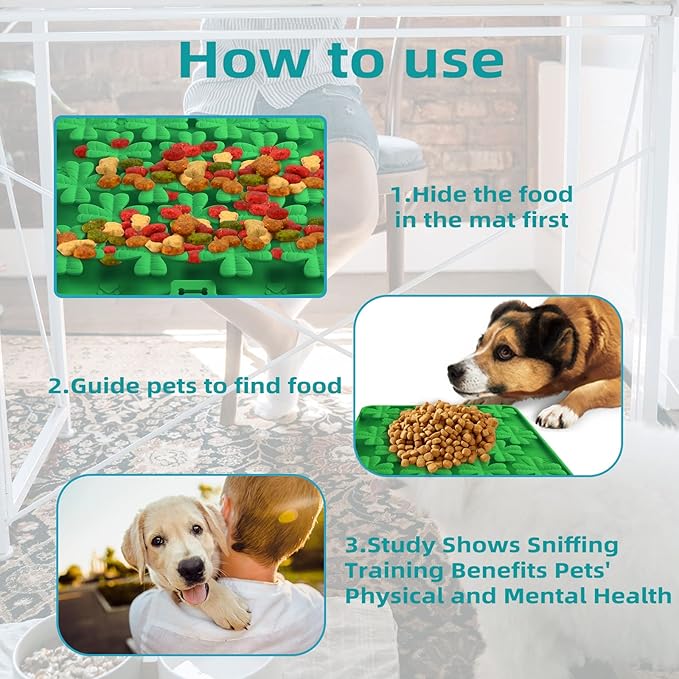 Lick Mat for Dogs Cats, Slow Feeder Pad, Dog Lick Mat, Food-Grade Silicone Treat Pad, Dry Wet Food Mat, Smell Training Slow Eating for Dogs and Cats, Boredom Anxiety Relief