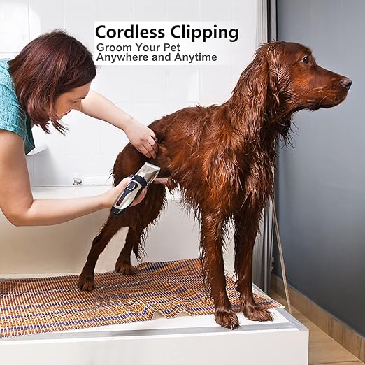 Dog Clippers, USB Rechargeable Cordless Dog Grooming Kit, Electric Pets Hair Trimmers Shaver Shears for Dogs and Cats, Quiet, Washable, with LED Display (yellow)