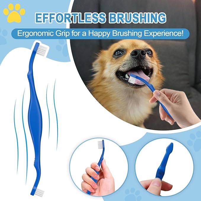 Comfort Grip Canine Toothbrush for Small Dogs - Ergonomically designed for easy dental care of small dogs and cats Canine Teeth Cleaning - S