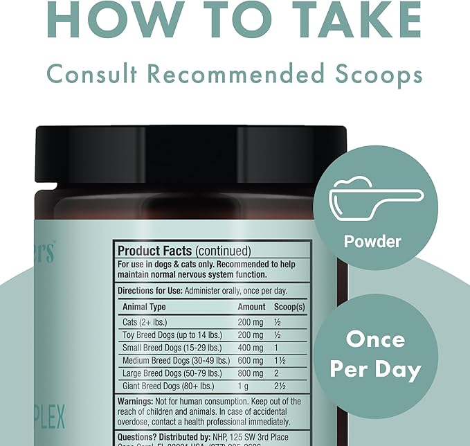 Bark & Whiskers Organic Vitamin B Complex, 0.85 Oz. (24 g), 60 Scoops, Supports A Healthy Nervous System & Endurance, Veterinarian Formulated, Non-GMO, Certified USDA Organic, Dr. Mercola