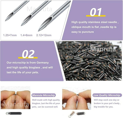 Microchip for Small Dogs and Cats 5 Pack 7mm Length ISO 11784/5 Standard 134.2Khz FDX-B with 15 Unique ID