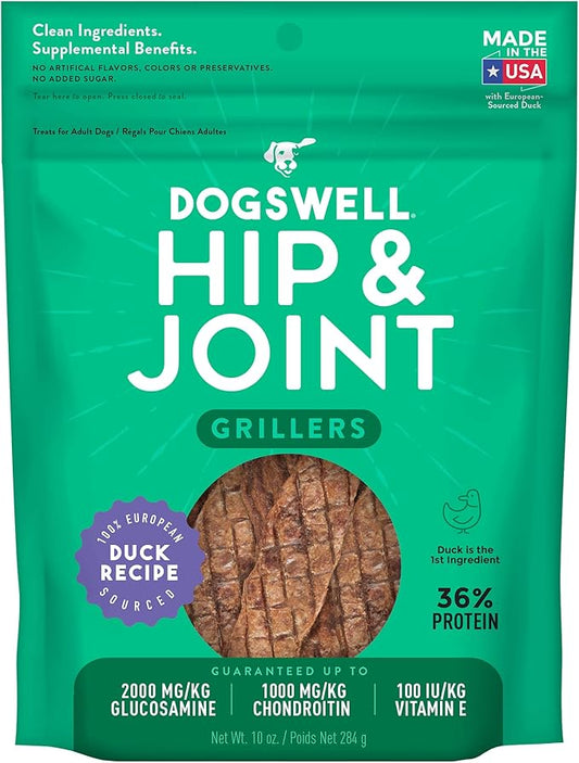 Dogswell Hip and Joint Grain-Free Duck Grillers for Dogs, 10 Ounces, Model: 842188