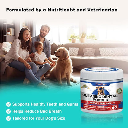 Dog Teeth Cleaning Powder-Dog Dental Care and Bad Breath Treatment, Plaque Removal Herbal Dental Powder for Healthy Teeth & Gums for All Dogs