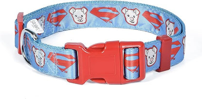 DC Comics League of Super-Pets Krypto Superman Dog Collar, Large | Officially Licensed DC League of Super-Pets Dog Collar | Large Dog Collar DC Krypto Super Dog Superman Style with D-ring for Leash