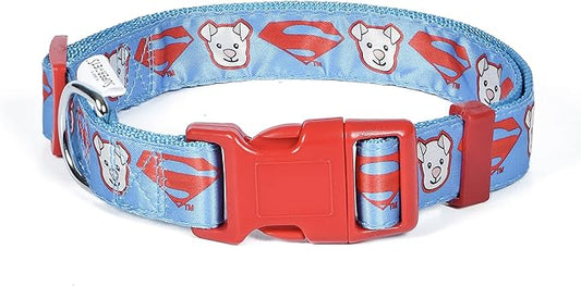 DC Comics League of Super-Pets Krypto Superman Dog Collar, Large | Officially Licensed DC League of Super-Pets Dog Collar | Large Dog Collar DC Krypto Super Dog Superman Style with D-ring for Leash