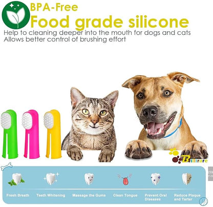 Dog Toothbrush Set of 12, Soft Silicone Finger Toothbrushes, Double Head Cat Teeth Cleaning & Dental Care for Small, Medium&Large Pets