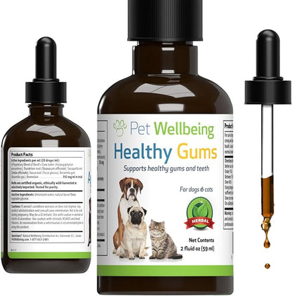 Pet Wellbeing - Healthy Gums for Dogs - Natural Supplement for Healthy Gums, Teeth and Breath against Dog Gingivitis - 2oz (59ml).