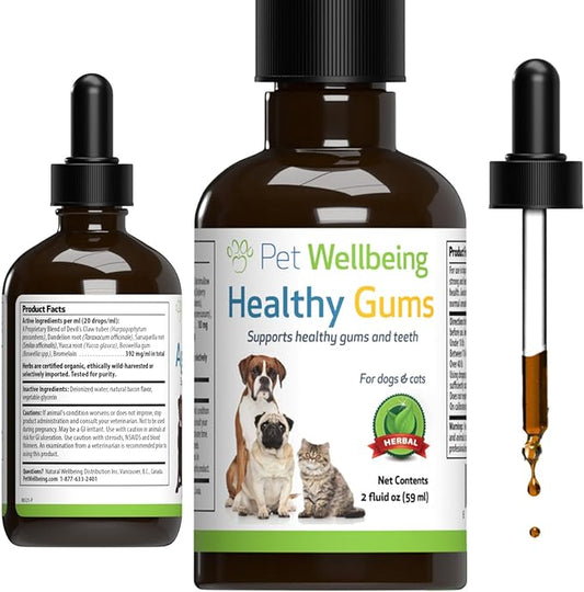 Pet Wellbeing - Healthy Gums for Dogs - Natural Supplement for Healthy Gums, Teeth and Breath against Dog Gingivitis - 2oz (59ml).