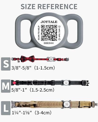 Joytale [ NO APP Required ] Silent Silicone QR Code Dog Tag, Slide On Dog Tags for 1.2-1.6Inch Wide Collars or Vest, NFC Pet Online Profile, Scan QR to Send Location Alert Email, Gray, L