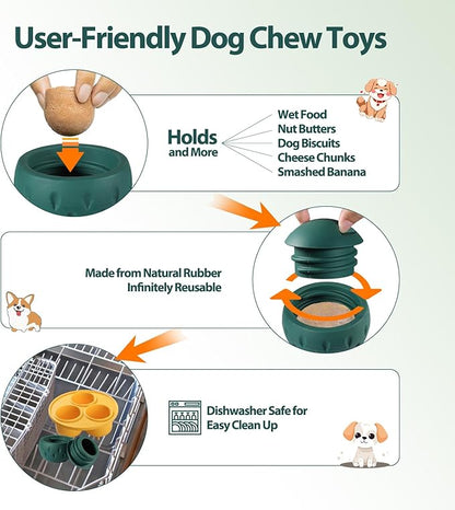 Dog Chew Toy, Interactive Puzzle Treat Dispensing Dog Toy with Silicone Tray Mold to Keep Them Busy, Frozen Fillable Rubber Dog Teething Toy for Small Medium Large Dogs, Sturdy Safe, Easy Clean