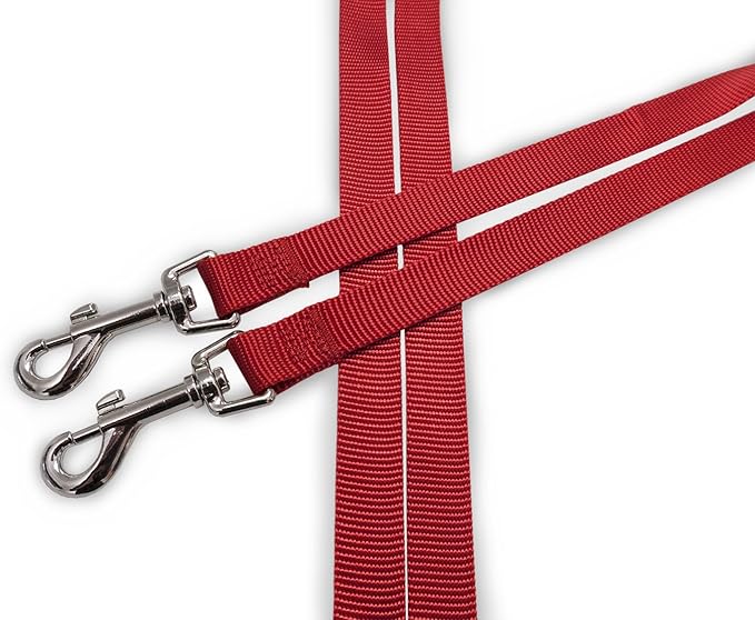 Furhaven Two Tails Walking Tangle-Free Dual Dog Leash - Ruby Red, One Size