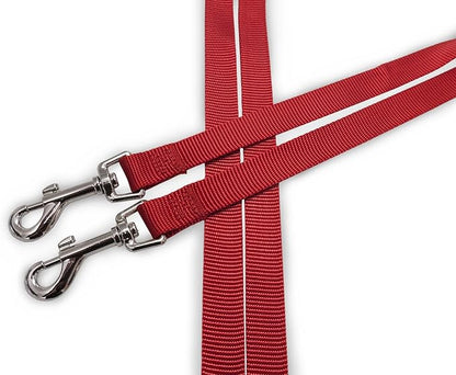 Furhaven Two Tails Walking Tangle-Free Dual Dog Leash - Ruby Red, One Size