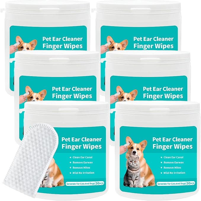 150 Count Ear Finger Wipes for Dogs and Cats Teeth Cleaning Wipes Eyes Wipes Pet Grooming Wipes Set for Removing Ear Wax Debris Dirt and Stop Smelly Itchy