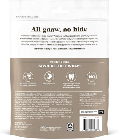 Amazon Brand - Wonder Bound Chicken Wrapped Medium Sticks, Peanut Butter Flavor - 8 Count - Rawhide-Free Dog Treats, Dental Health Chews for Plaque & Tartar Control, Easy to Digest, Long-Lasting
