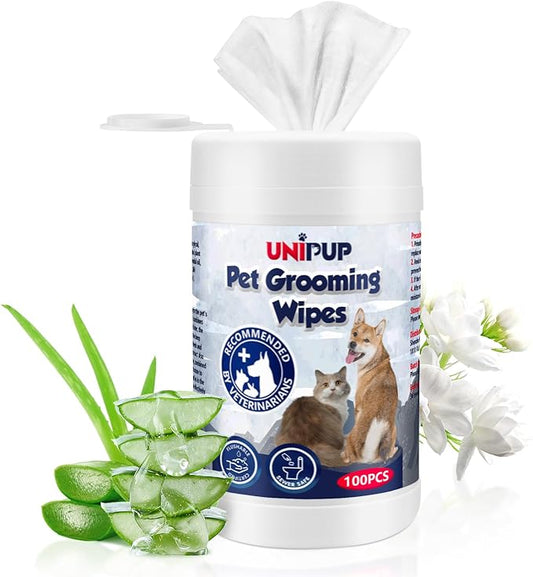 Pet Hygiene Wipes, Coconut-Scented Moisturizing Grooming Wipes for Dogs and Cats, Cleansing & Deodorizing Anal Gland Wipes for Paws and Butt, Gentle and Effective, 100 Count (100 pcs)