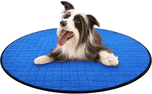 Dog Playpen Mat Pee Pad for Puppy Cat Round Shape Non-Slip Washable Whelping Pads Leakproof Potty Training Pads Reusable Absorption Pet Cage Liner