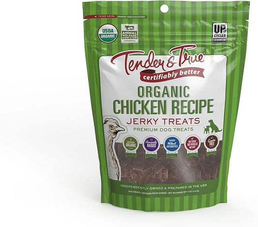 Tender & True Organic Chicken Jerky Treat, 4 oz bag