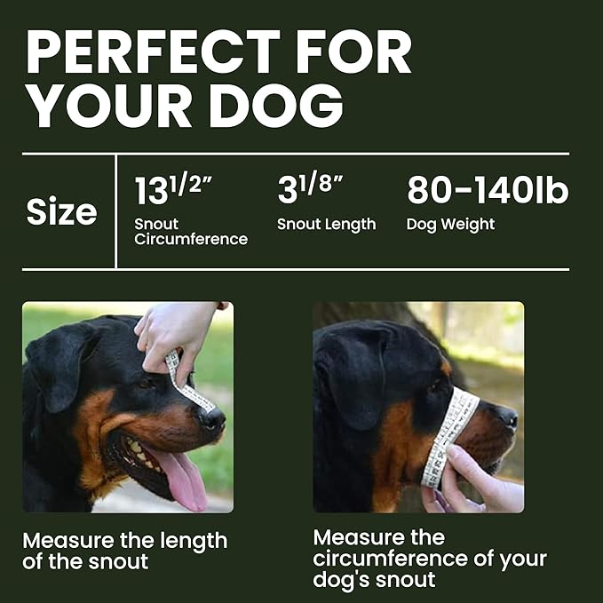 BRONZEDOG Rottweiler Dog Muzzle Adjustable Durable Metal Wire Basket for Large Dogs American Bulldog No Barking Muzzles (L)