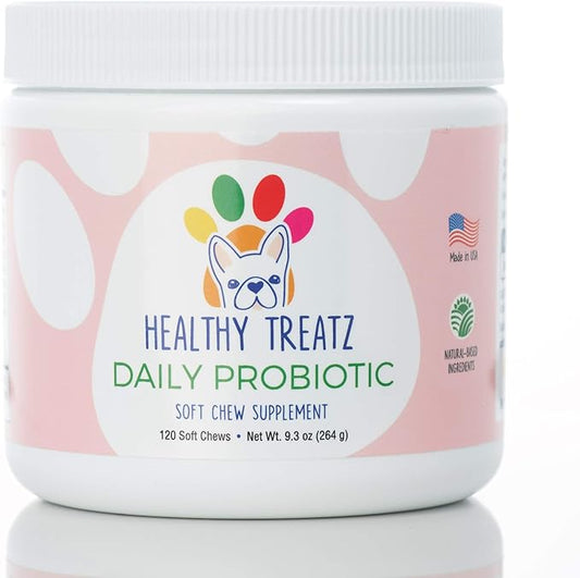Probiotic Chews for Dogs - with Natural Digestive Supporting Enzymes for Relief of Diarrhea & Upset Stomach + Gas & Constipation - Allergy & Immune System Support