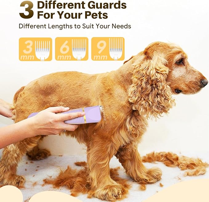 Small Dog Grooming Kit, 4 in 1 Electric Dog Trimmer for Grooming, Low Noise Dog Nail Trimmer, Cordless Pet Clippers for Dogs Cats, Grooming Paws, Eyes, Ears, Face, Hip Hairl (Purple)