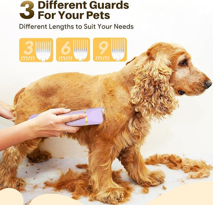 Small Dog Grooming Kit, 4 in 1 Electric Dog Trimmer for Grooming, Low Noise Dog Nail Trimmer, Cordless Pet Clippers for Dogs Cats, Grooming Paws, Eyes, Ears, Face, Hip Hairl (Purple)