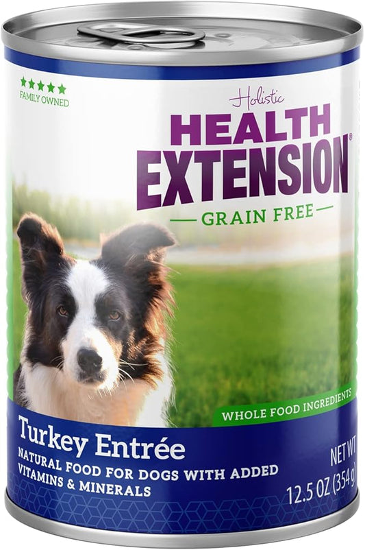 Health Extension Wet Dog Food, Gluten and Grain-Free, Healthy Natural Food Canned for Puppies, Turkey Recipe (12.5 Oz / 374 g) (Pack of 12)