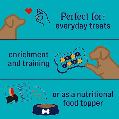 Stewart Freeze Dried Dog Treat Variety, Beef Liver, Salmon, & Chicken Liver, Resealable Pouch, Grain Free & Gluten Free, Single Ingredient Treats; 4 oz Beef Liver, 2.75 oz Salmon, & 3 oz Chicken Liver