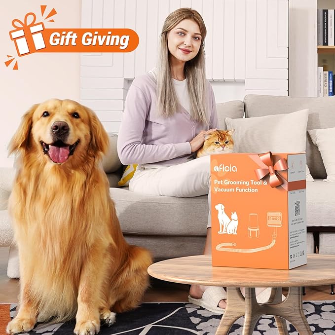 Afloia Dog Grooming Kit, 8 in 1 Dog Brush Vacuum Attachment with Dog Clippers Nail Trimmer Grinder Pet Brush Shedding Brush Comb & Scissors,for Vacuum Cleaners Like Dyson, Shark, Bissell, Eureka, etc