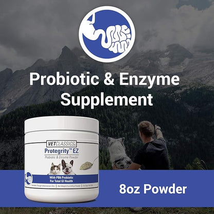 Vet Classics Protegrity EZ Probiotic Health Supplements for Dogs, Cats – Dog Digestive Support, Pet Gastrointestinal Health, Cat Stomach, Intestinal Balance – Pet Enzymes – 8 Oz. Powder