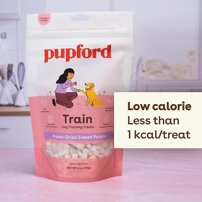 Pupford Freeze Dried Training Treats for Dogs & Puppies, 1400+ One Ingredient Bites (Sweet Potato, 4 oz, 3 Pack)