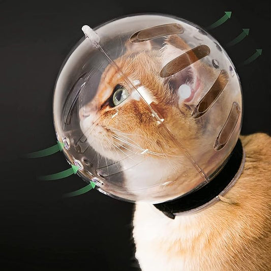 Cat Muzzle Cat Helmet Cat Transparent Muzzle XL Size, Breathable Cat Hood, Adjustable Kitten Astronaut Helmet Prevent from Cats Biting Chewing Grooming, Cat Ball Mask for Aggressive Cat