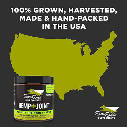 Super Snouts Hemp & Joint Chew for Dogs & Cats, 30 Chews (Up to 60 servings) – Made in USA Hip & Joint Supplement with Green Lipped Mussels, Hemp Helps Calms Joint Inflammation & Relief Joint Pain