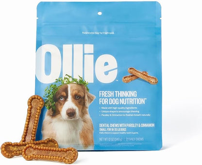 Ollie Dental Chews for Dogs Small - Dog Breath Treats - Dog Teeth Cleaning Treat -Dental Sticks for Dogs - Fresh Breath for Dogs - Dental Treats for Dogs - Dog Dental Care - 12 Oz.