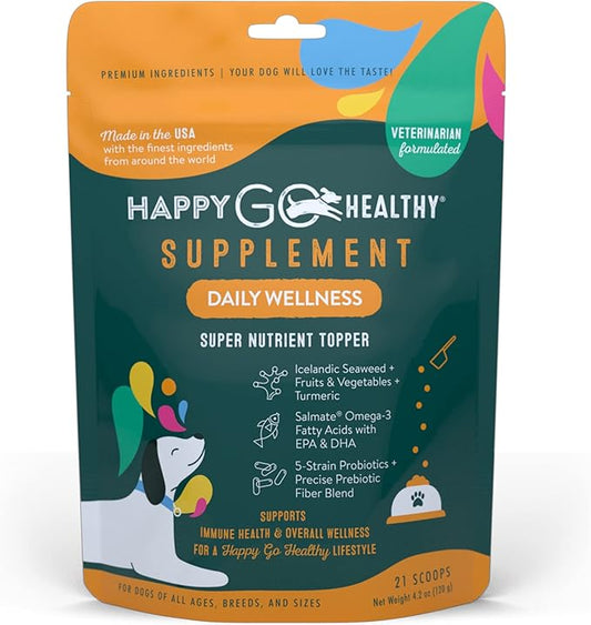 Daily Wellness Supplements for Dogs | Probiotic & Prebiotic Benefits with Fish Oil & Seaweed to Keep Your Dog Beaming All Day Long | All Breeds and Sizes | 21 Count