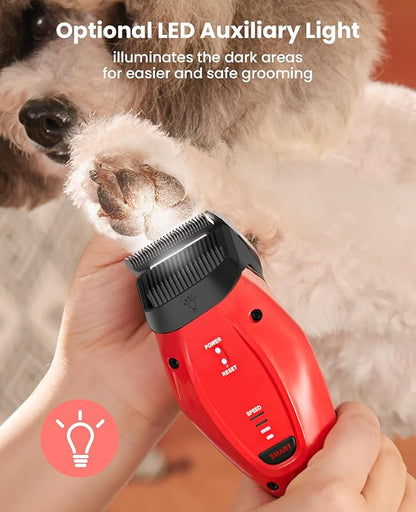 DOG CARE Smart Dog Clippers for Grooming with 3 Speeds, Auxiliary Light, Cordless Professional Dog Grooming Clippers, Low Noise Rechargeable Heavy-Duty Pet Hair Shaver for Dog Cat 2024 Upgraded