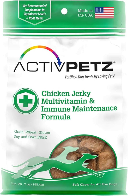 Loving Pets Activpetz Chicken Jerky Multivitamin & Immune Maintenance Formula Dog Treat, 7 Oz