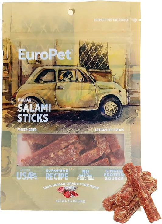 Italian Salami Sticks - Artisan Dog Treats | Premium, Healthy Dog Treats | Healthy, High Protein - Freeze Dried | European Inspired | Made in The USA