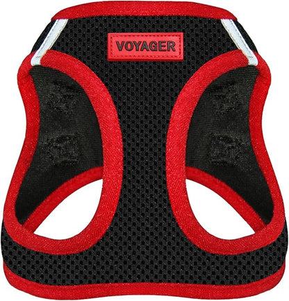 Voyager Step-in Air Dog Harness - All Weather Mesh Step in Vest Harness for Small and Medium Dogs by Best Pet Supplies - Red Trim, S