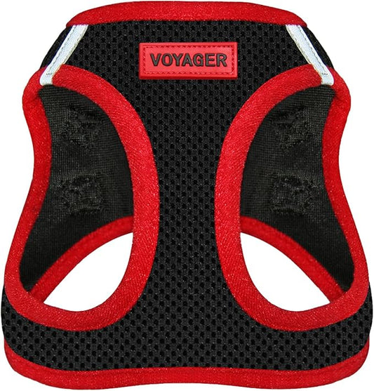 Voyager Step-in Air Dog Harness - All Weather Mesh Step in Vest Harness for Small and Medium Dogs by Best Pet Supplies - Red Trim, S
