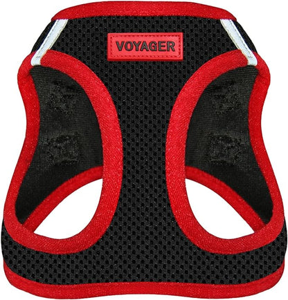 Voyager Step-in Air Dog Harness - All Weather Mesh Step in Vest Harness for Small and Medium Dogs by Best Pet Supplies - Red Trim, L