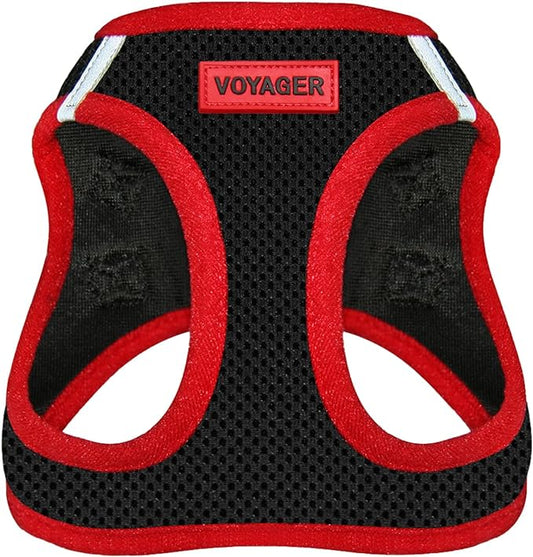 Voyager Step-in Air Dog Harness - All Weather Mesh Step in Vest Harness for Small and Medium Dogs by Best Pet Supplies - Red Trim, L