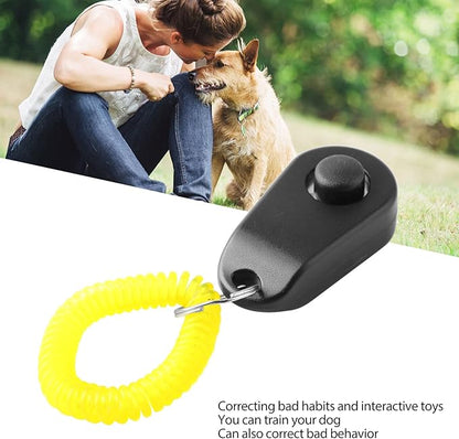 Dog Training Clicker, Lightweight Pet Training Clicker with Finger Ring and Wrist Strap, Clicker for Pets Cats Puppy Birds Horses, Perfect for Behavioral Training (Black)