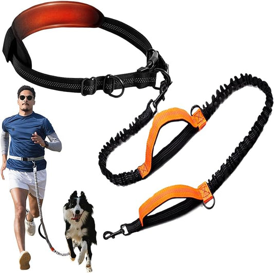 Hands Free Dog Leash Waist Leash for Dog Walking Bungee Leash Dog Running Belt for Small & Medium Dogs, 10-50 lbs Fanny Pack for Walker Hiking Jogging…
