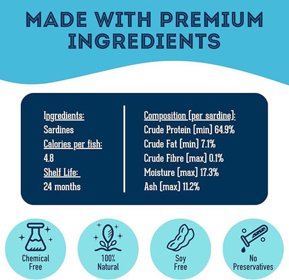 Sardines for Dogs & Sardines for Cats (3.17 oz, Pack of 1) - Dehydrated Single Ingredient Dog Treats - Natural Dog Treats, Grain Free