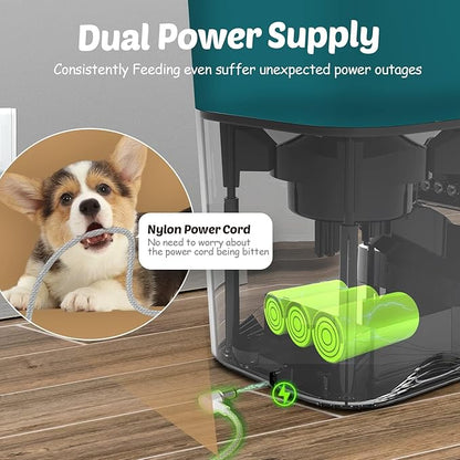 Automatic Cat Feeders, App Control Smart Pet Food Dispenser with Portion Control&Timer Setting, Auto Dog Feeder 1-10 Meals, Voice Record, Small & Medium Pets,2.4G Wi-Fi ONLY, 3L/13cup (Green)