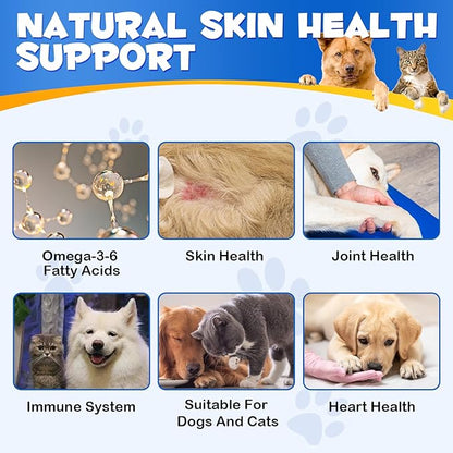 Omega-3 Fish Oil for Dogs, Omega 3 Fish Oil with EPA & DHA Supports Dogs Seasonal Allergies Relief, Boosts Immune Function, Itch Skin Relief & Promote Coat Health, Pet Supplements - 120 Soft Gels