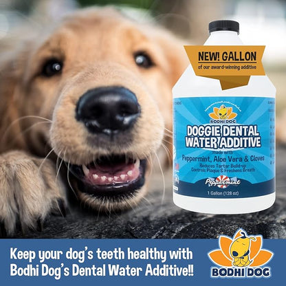 New Peppermint Fresh Breath Dental Water Additive for Dogs and Pets | Teeth, Breath, and Healthy Gums | Tartar Cleaning, Plaque Remover & Fresh Drinking Oral Care Cleaner No Brush Required (128oz)